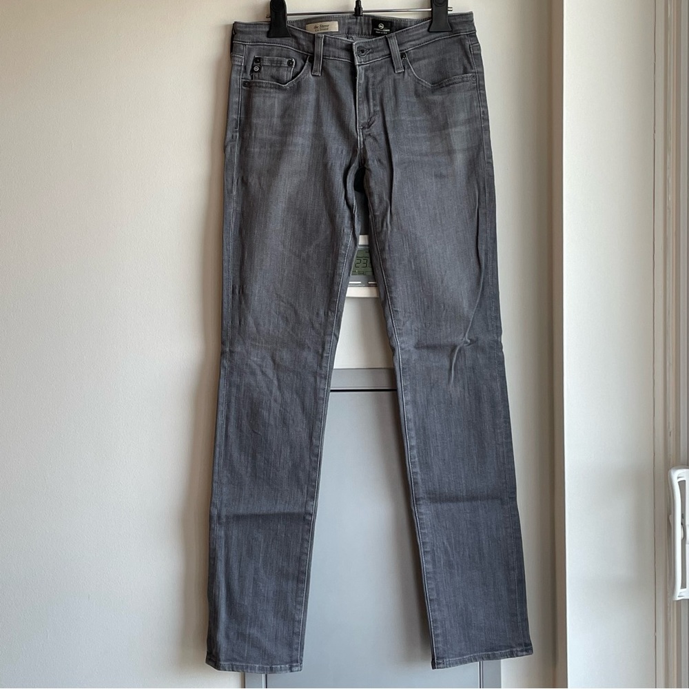 AG ADRIANO GOLDSCHMIED The Stevie Slim Straight Gray Jeans